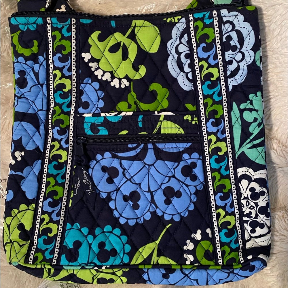 Vera Bradley Disney “Where’s Mickey” Blue and Green Floral Crossbody Bag
